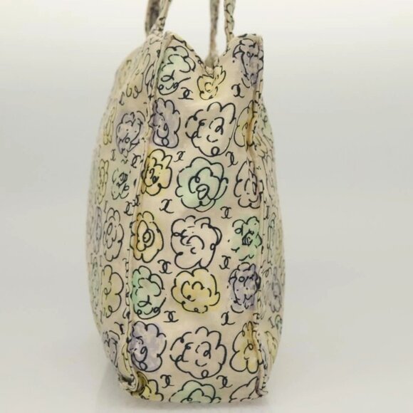 CHANEL Camelia COCO Mark Tote Bag Cotton Multicolor CC Auth BA3738 - Picture 6 of 16